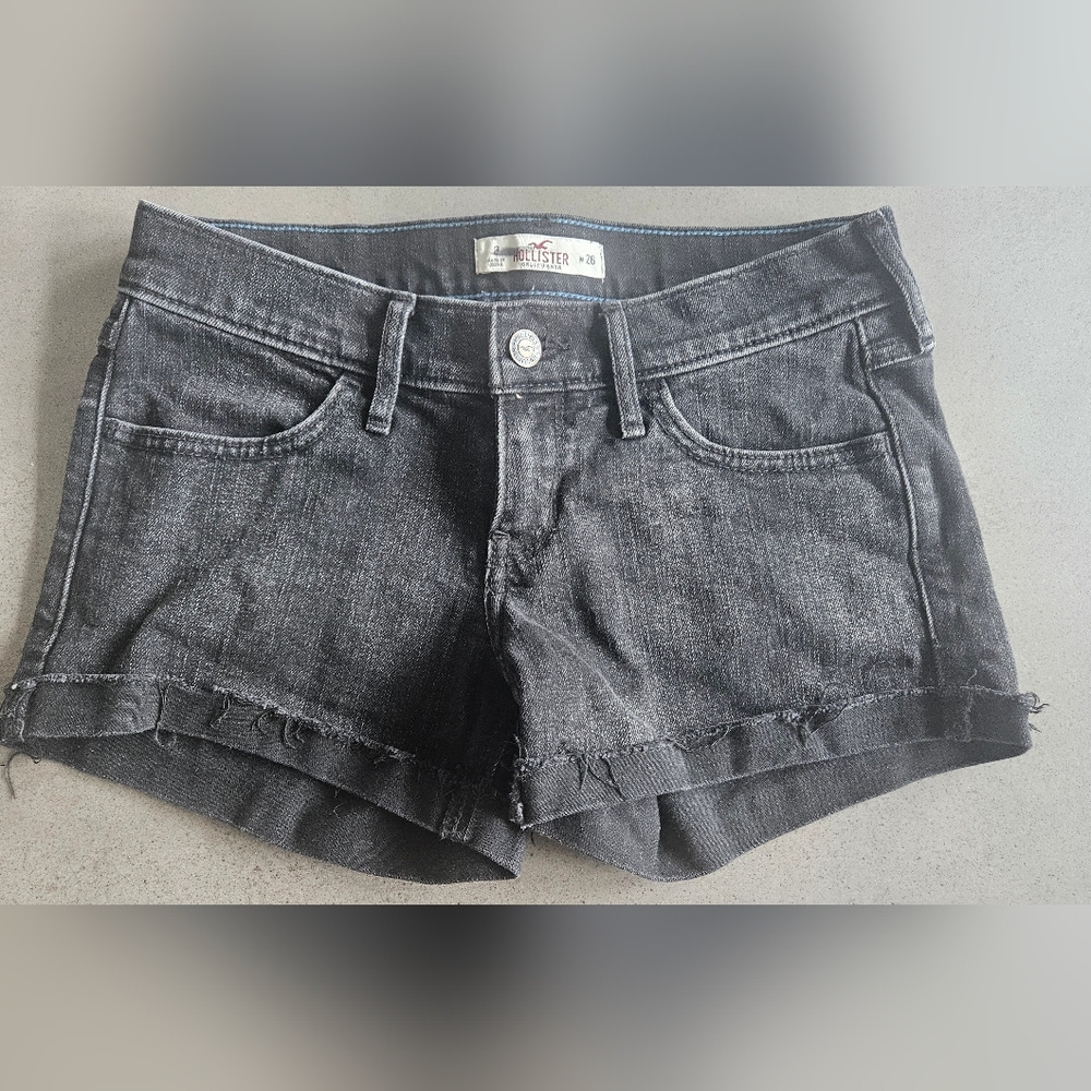 Hollister Women's Dark Gray/black Jean Shorts Sz 26